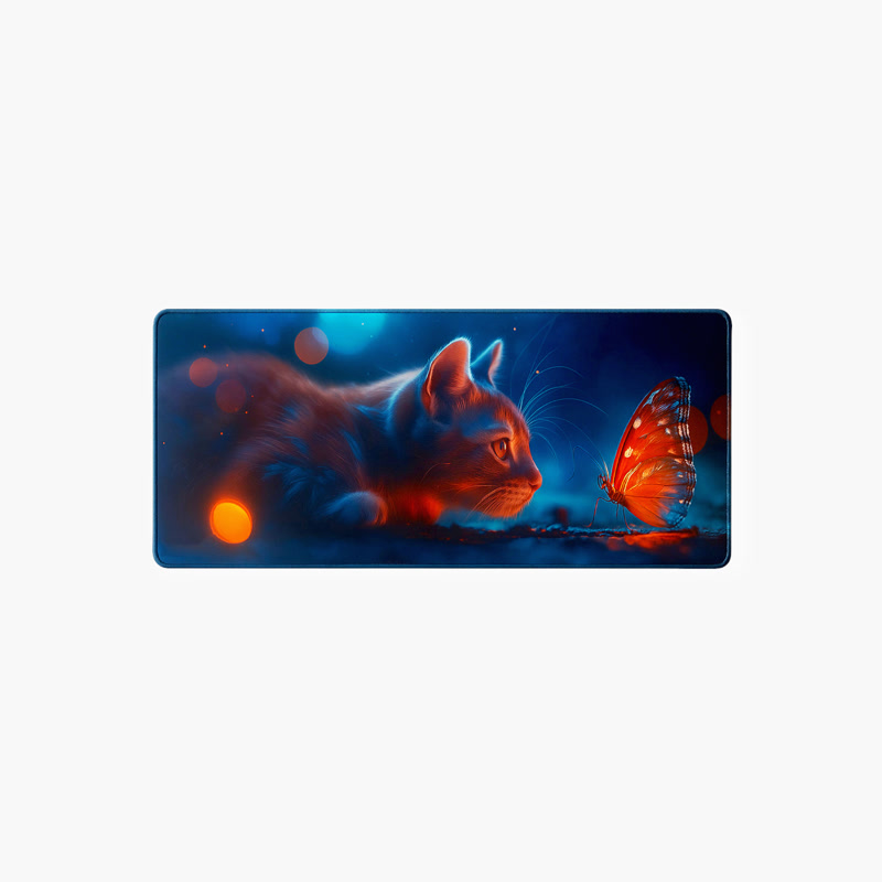 Image of Tapis de souris gaming Gamezelle Curious Cat grand format (étendu) (800×300 mm)
