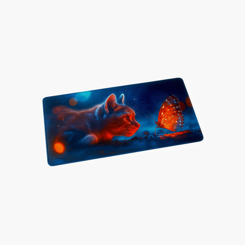 Image of Tapis de souris gaming Gamezelle Curious Cat grand format (étendu) (800×300 mm)