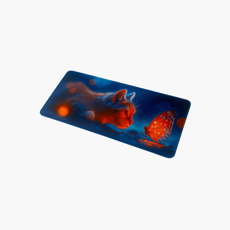 Image of Tapis de souris gaming Gamezelle Curious Cat grand format (étendu) (800×300 mm)