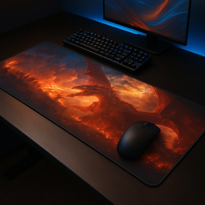 Picture of Tapis de souris gaming Gamezelle Fire Dragon Fury grand format (étendu) (800×300 mm)