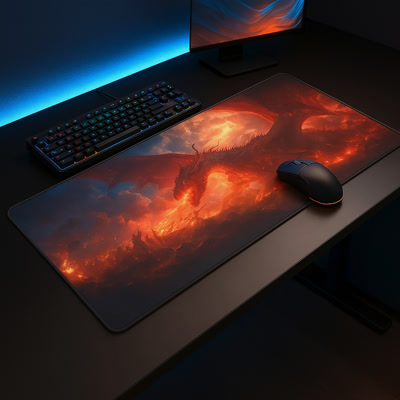 Picture of Tapis de souris gaming Gamezelle Fire Dragon Fury grand format (étendu) (800×300 mm)