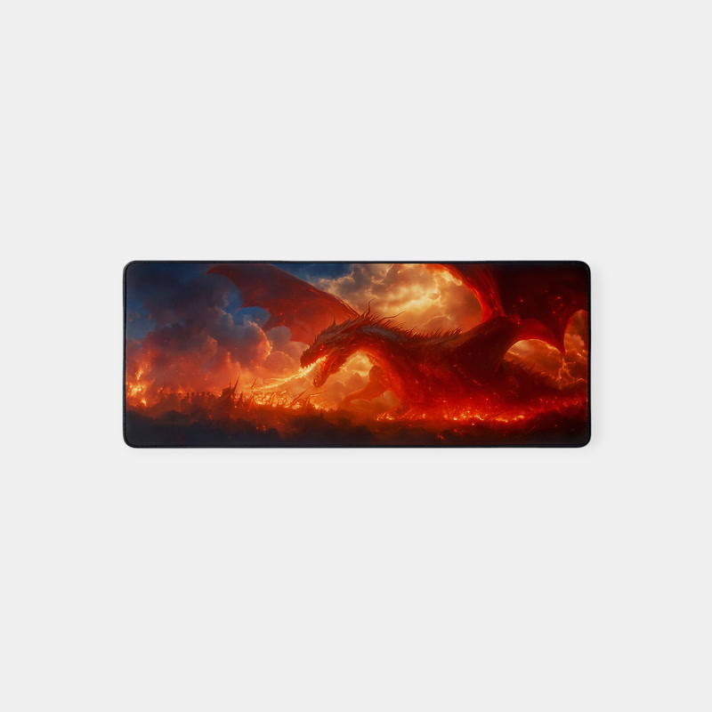Image of Tapis de souris gaming Gamezelle Fire Dragon Fury grand format (étendu) (800×300 mm)