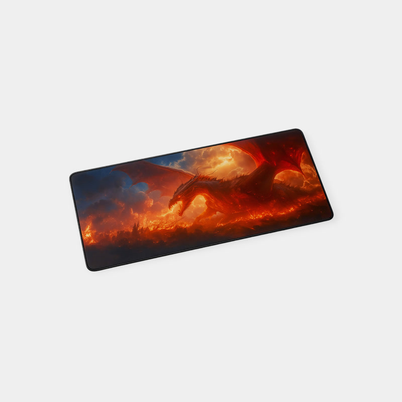 Image of Tapis de souris gaming Gamezelle Fire Dragon Fury grand format (étendu) (800×300 mm)