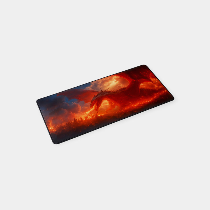 Image of Tapis de souris gaming Gamezelle Fire Dragon Fury grand format (étendu) (800×300 mm)