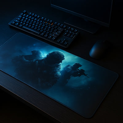 Picture of Tapis de souris gaming Gamezelle Ghost Special Forces Trident grand format (étendu) (800×300 mm)
