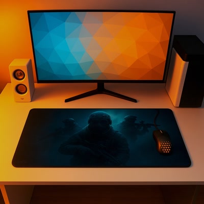Picture of Tapis de souris gaming Gamezelle Ghost Special Forces Trident grand format (étendu) (800×300 mm)