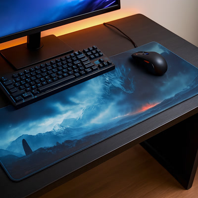 Picture of Tapis de souris gaming Gamezelle Mountain Dragon Gaze grand format (étendu) (800×300 mm)